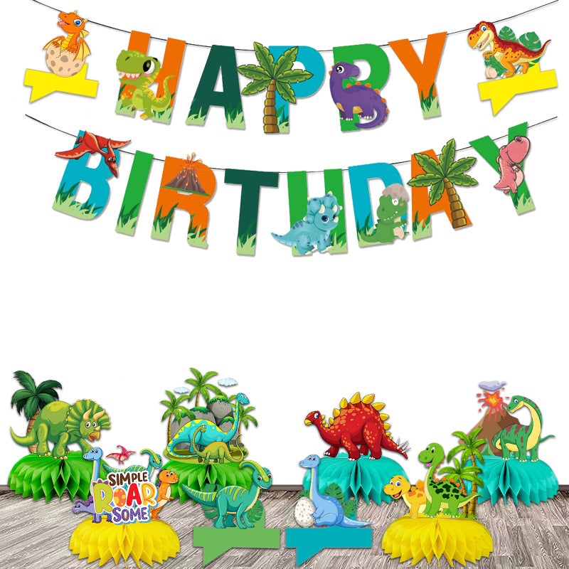 Jamonxi Dinosaur Birthday Decorations For 4-8 Year Old Boy And Girl, Baby Shower Center Pieces Cute Decoration For Table, Colorful Dinosaur Party Favors For Kids 1-3 Easy Assembly Stable Standing - Image 2